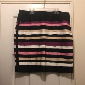WHBM multi- color strip back zipper skirt